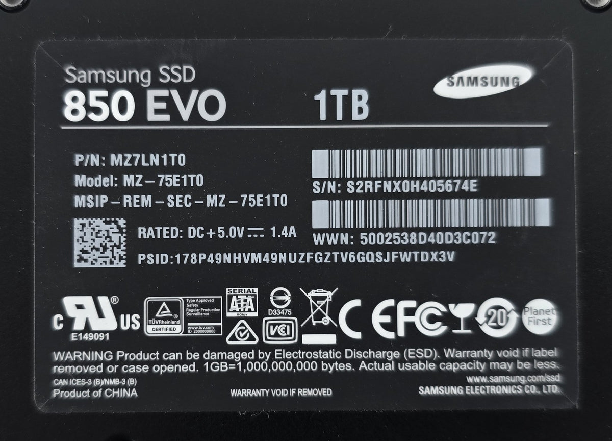 Samsung SSD 850 EVO 1TB MZ-75E1T0 2,5" SATA III SSD #HD134