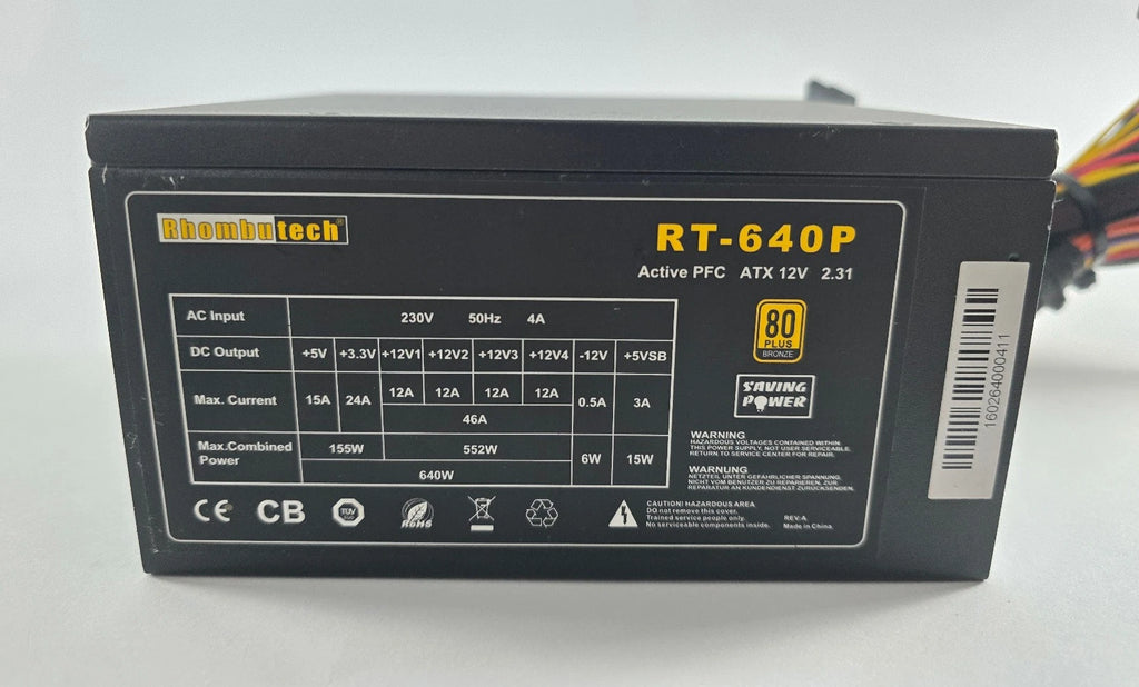 640 Watt Netzteil PC ATX Rhombutech RT-640P ATX 12V 2.31 Netzteil 640W
