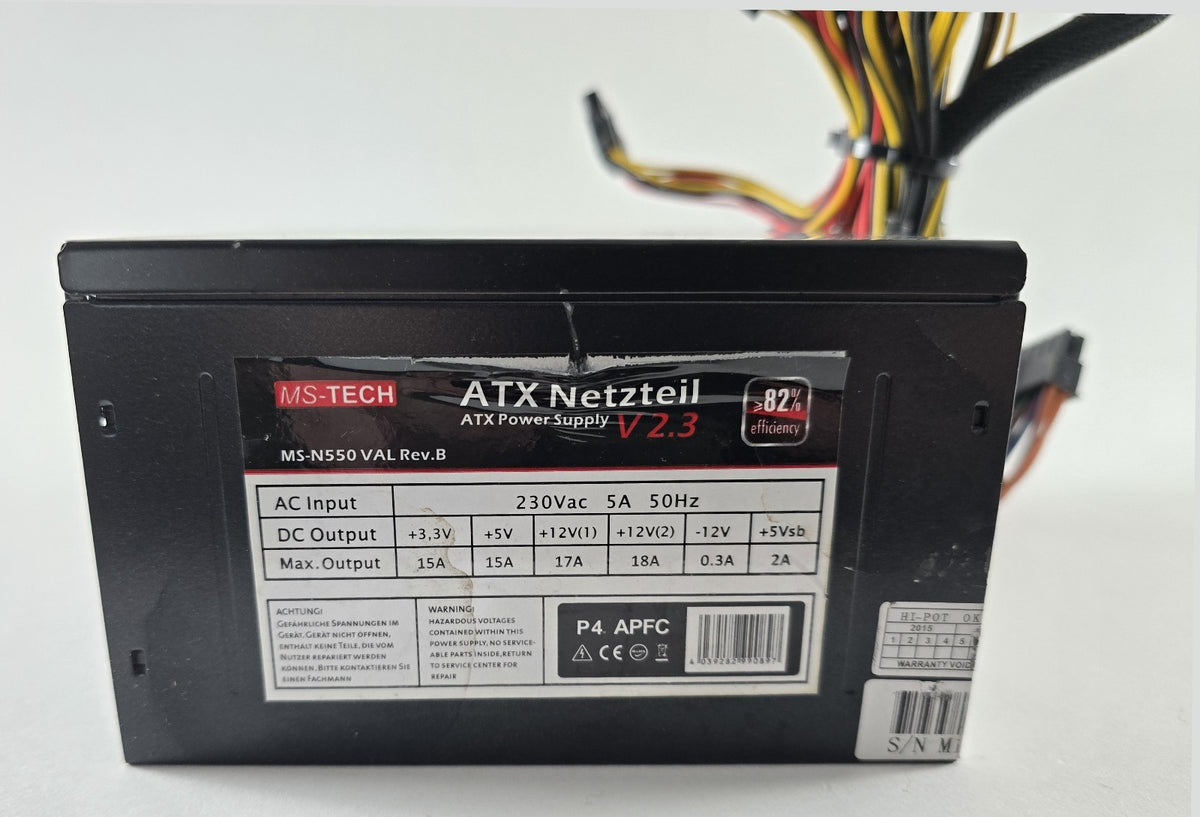 MS-Tech MS-N550 VAL Rev.B ATX Netzteil 6-Pin PCIe SATA Molex #NT49