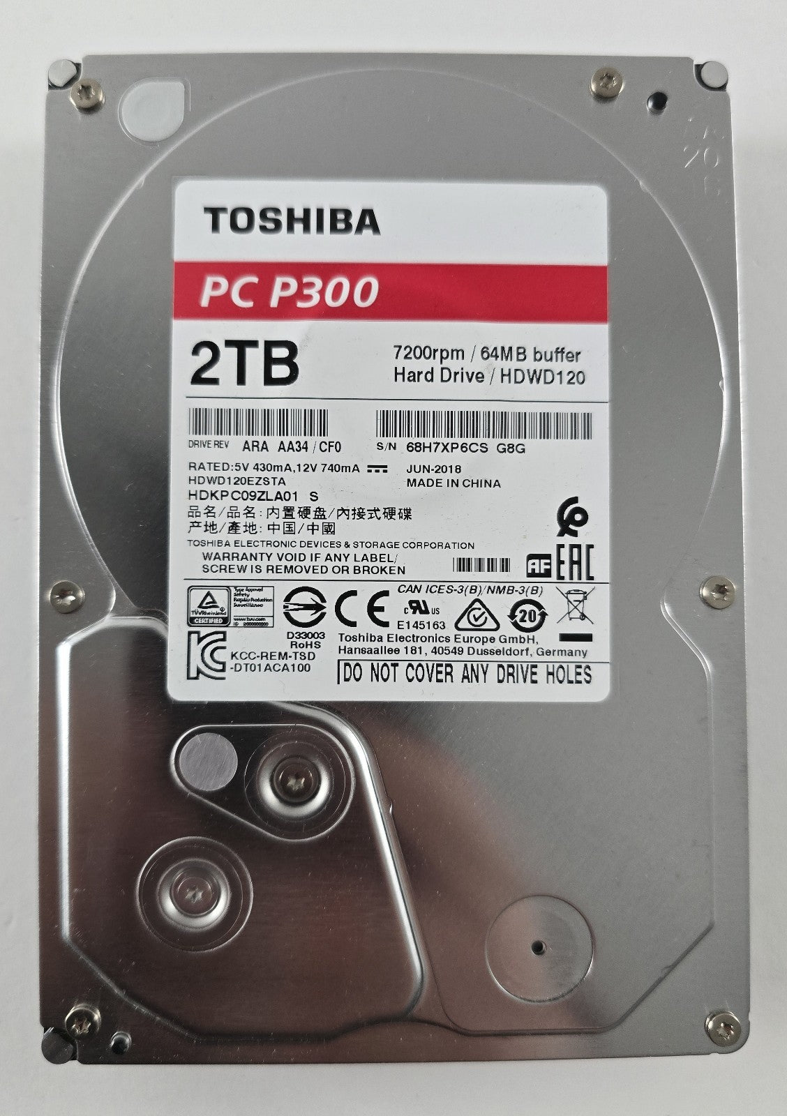 Toshiba PC P300 2TB HDWD120 3,5" SATA HDD 7200rpm 64MB #HD121