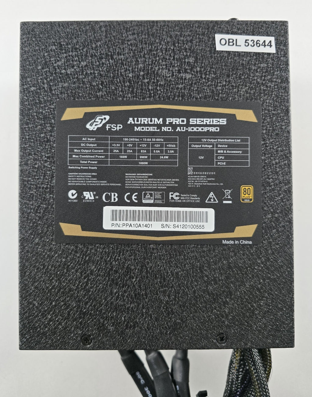 FSP Aurum Pro 1000W AU-1000PRO ATX Netzteil teilmodular 80 PLUS Gold #NT69