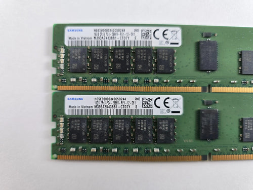 32GB Samsung PC4-2666V RE1 2Rx8 DDR4 M393A2K43BB1-CTD7Y SERVER RAM 2x16GB