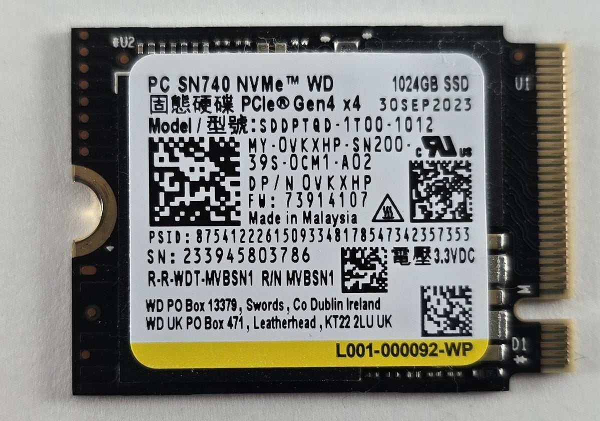 WD PC SN740 1TB M.2 2230 NVMe PCIe Gen4 x4 SSD #HD138