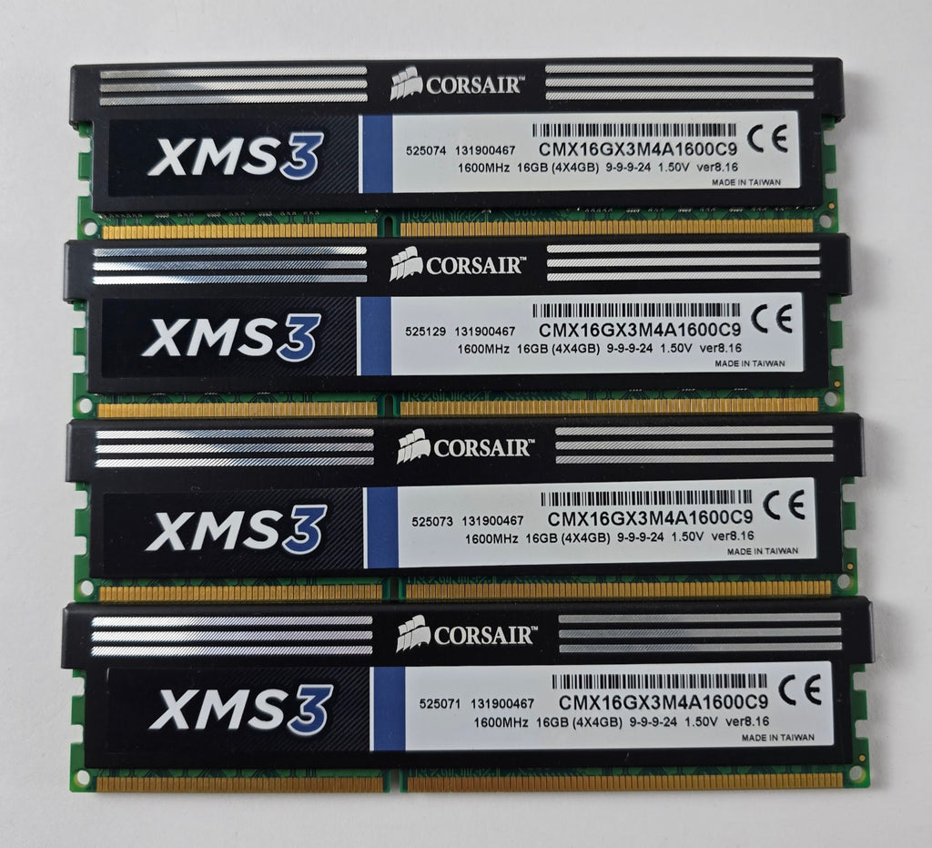 16GB (4 x 4GB) Corsair CMX16GX3M4A1600C9 PC3-12800U 1600MHz DDR3 Computer Memory