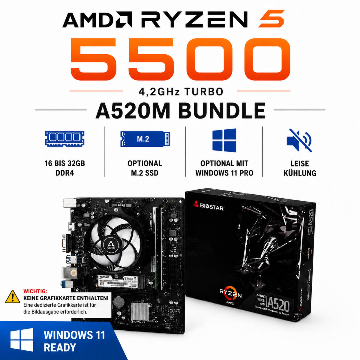 AMD Ryzen 5 3600X + MSI B450M PRO-M2 MAX + 16GB DDR4 + CPU Kühler #Z125