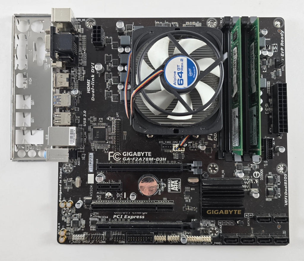 AMD A4 6300 + Gigabyte GA-F2A78M-D3H + 8GB DDR3 + CPU Kühler #Z161
