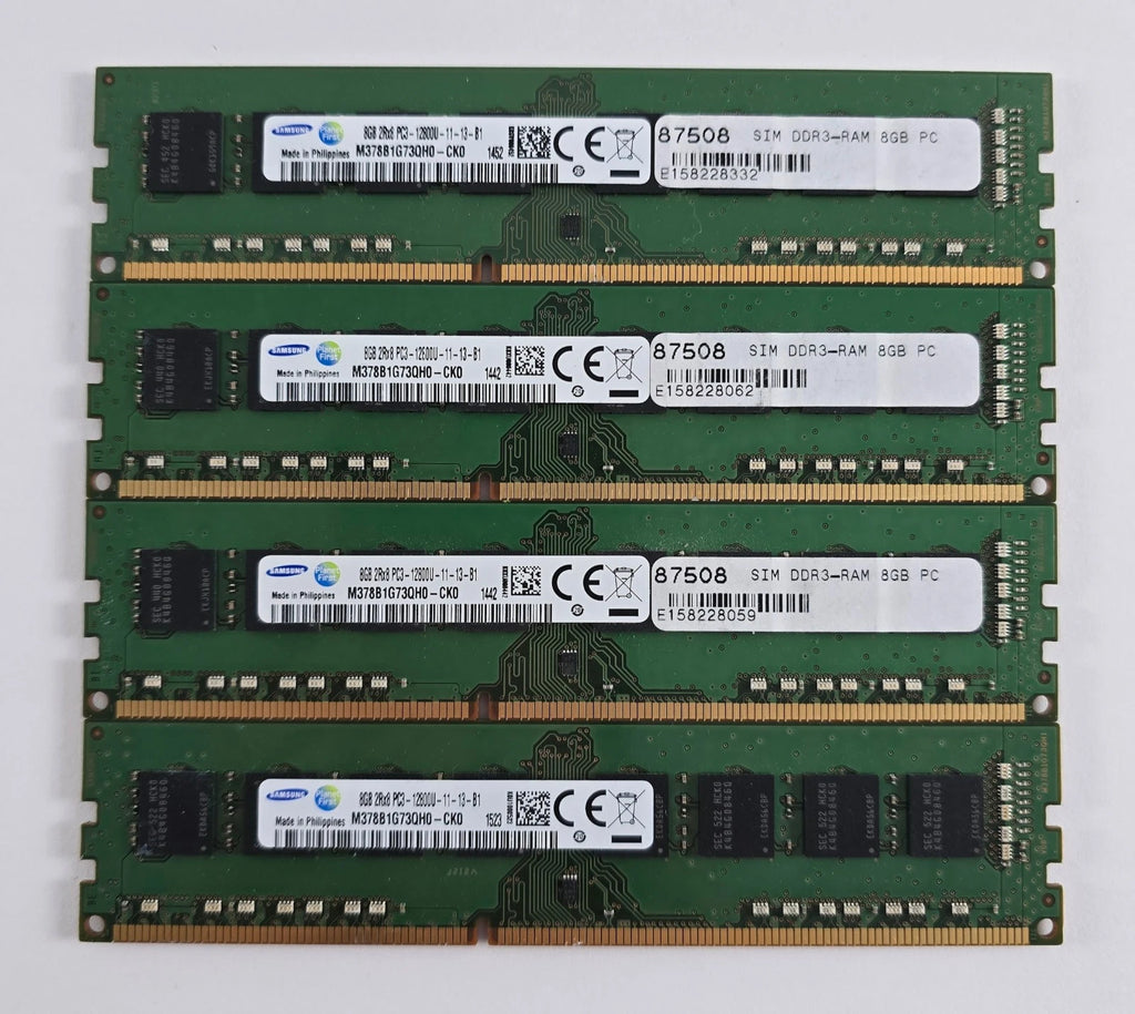 4x8GB 32GB KIT SAMSUNG DDR3 RAM 1600MHz PC3-12800U DIMM 240-pol. CL11 1,5V 2Rx8