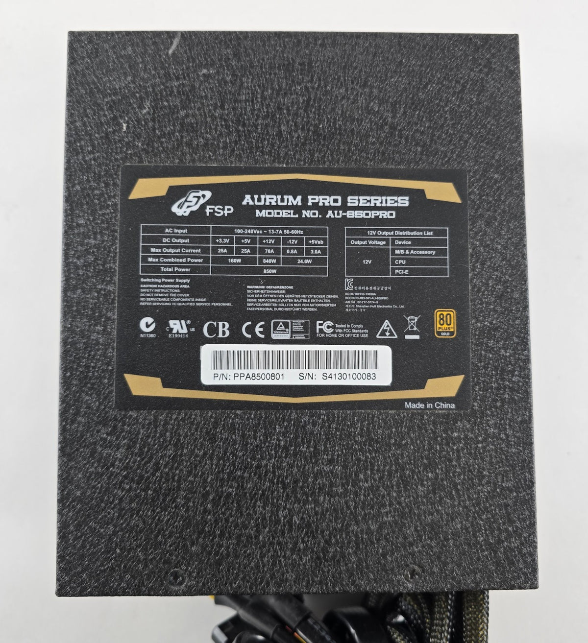 FSP Aurum Pro Series AU-850PRO 850 Watt, ATX Netzteil, Modular 80+ Gold PSU