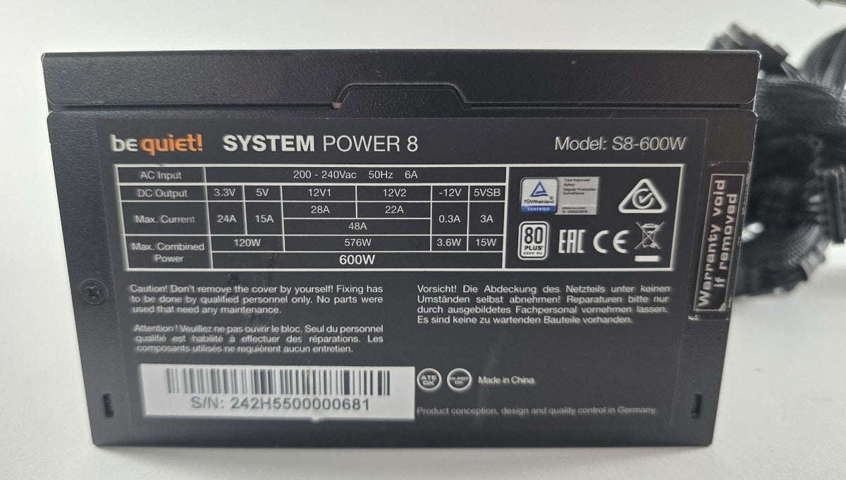 be quiet! System Power 8 600W S8-600W 80 PLUS 4x 6+2 PCIe #NT55